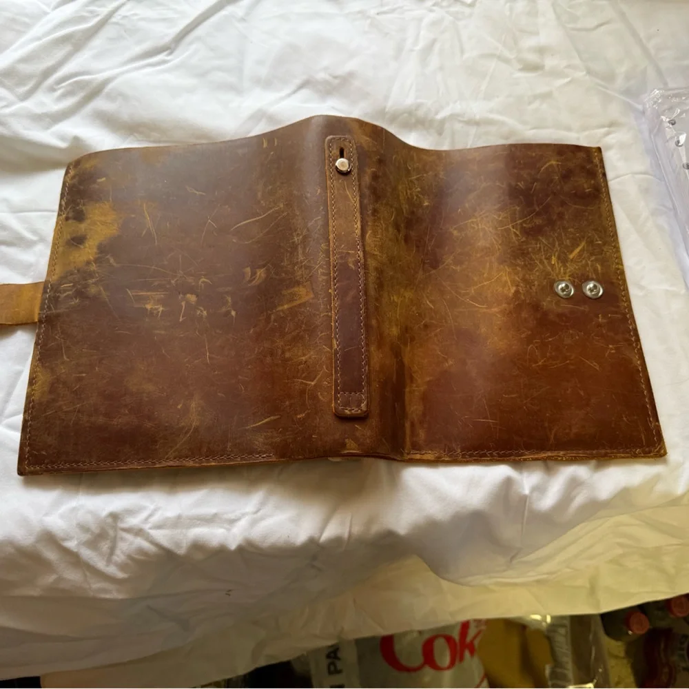 Leather Ring Binder Journal Organizer - Brown